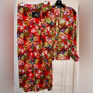 By Moon Collection Floral Print Blouse & Wide Leg Pants Women’s Size Large New